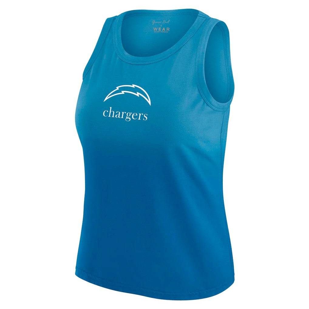 Los Angeles Chargers WEAR by Erin Andrews x Gracie Hunt Women's Ombre Tank Top Blue
