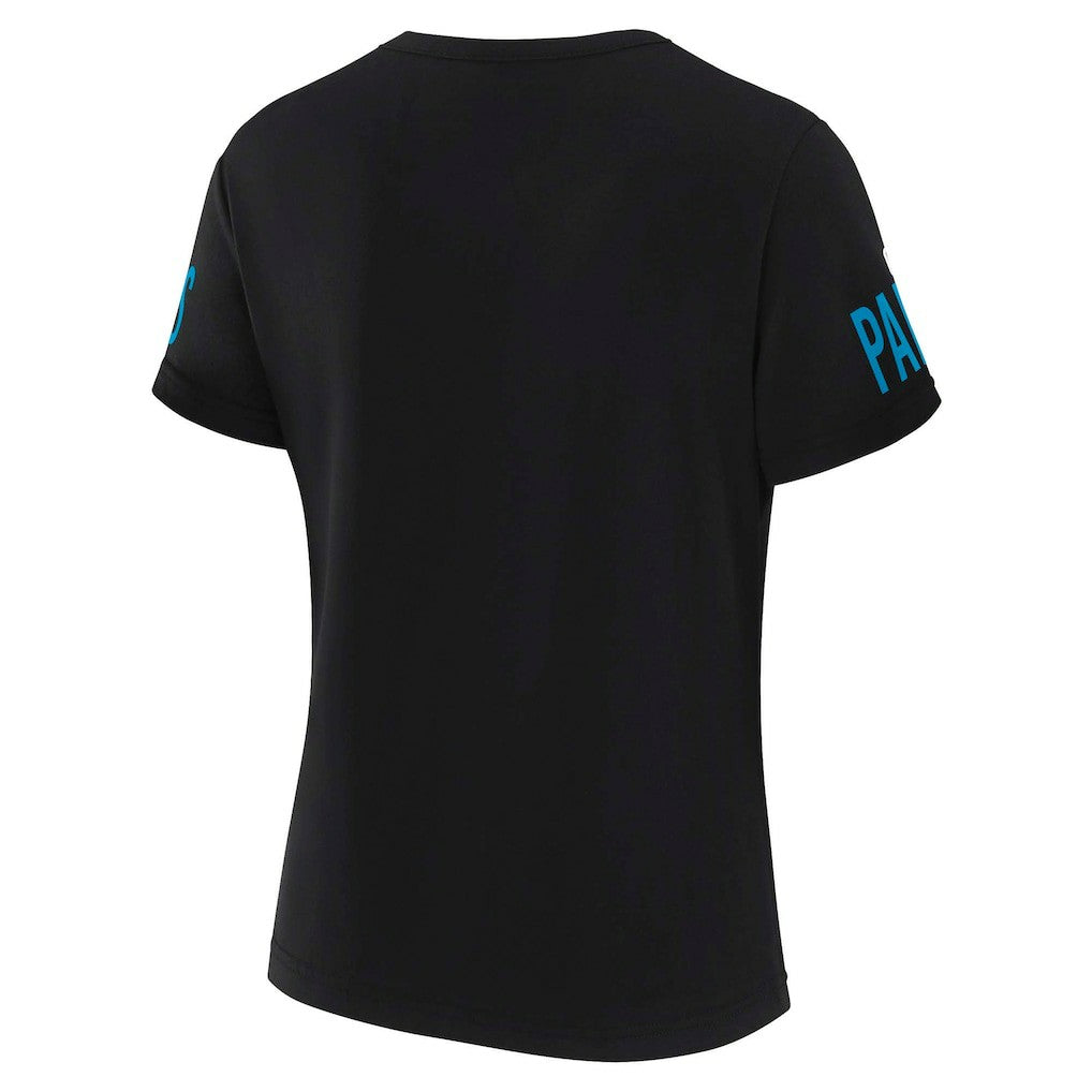 Carolina Panthers WEAR by Erin Andrews x Gracie Hunt Women's Draft Me Lace-Up T-Shirt Black