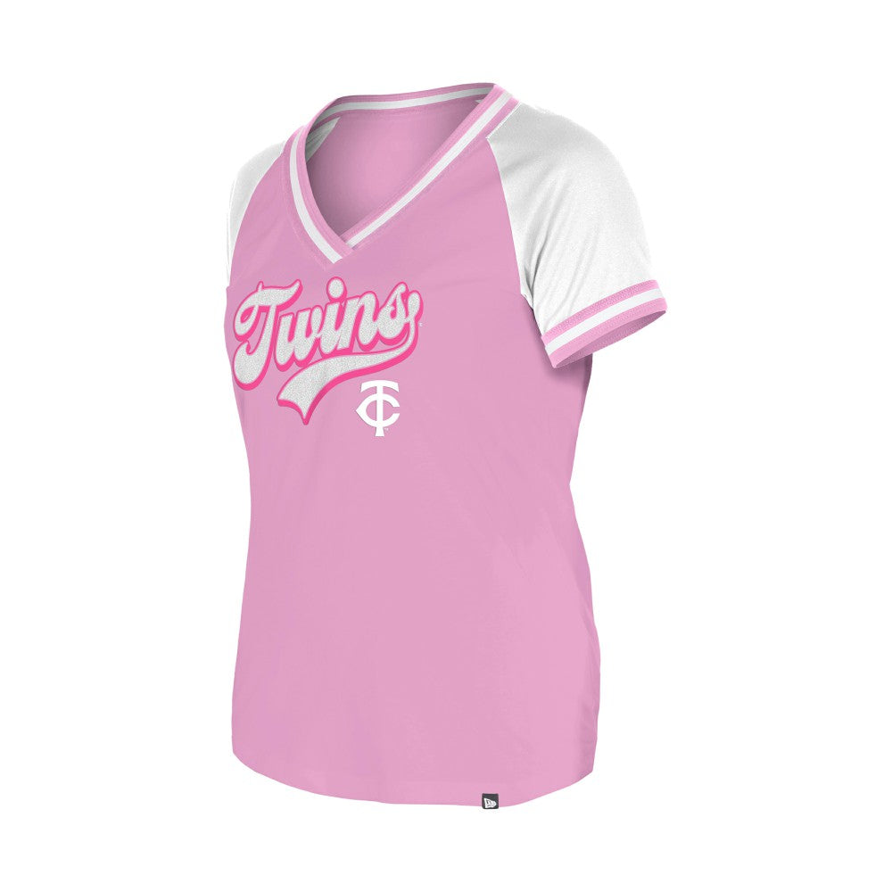 Minnesota Twins New Era Women's Gameday V-Neck T-Shirt - Light Pink - New Era on Sale