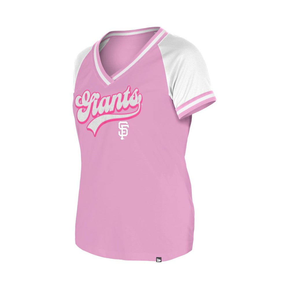 San Francisco Giants New Era Women's Gameday V-Neck T-Shirt - Light Pink - New Era Discount
