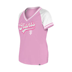 San Francisco Giants New Era Women's Gameday V-Neck T-Shirt - Light Pink - New Era Discount