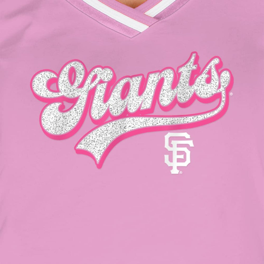 San Francisco Giants New Era Women's Gameday V-Neck T-Shirt - Light Pink - New Era Discount