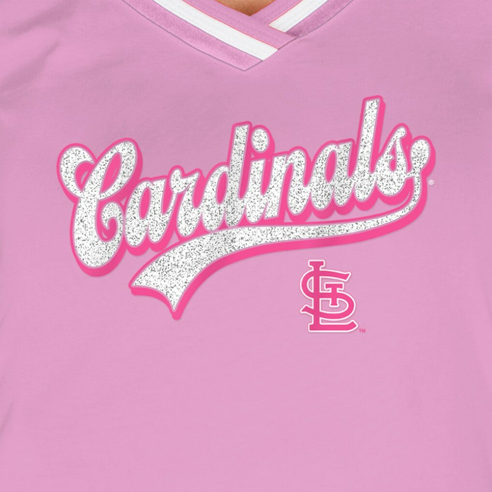 St. Louis Cardinals New Era Women's Gameday V-Neck T-Shirt - Light Pink - New Era Lifestyle