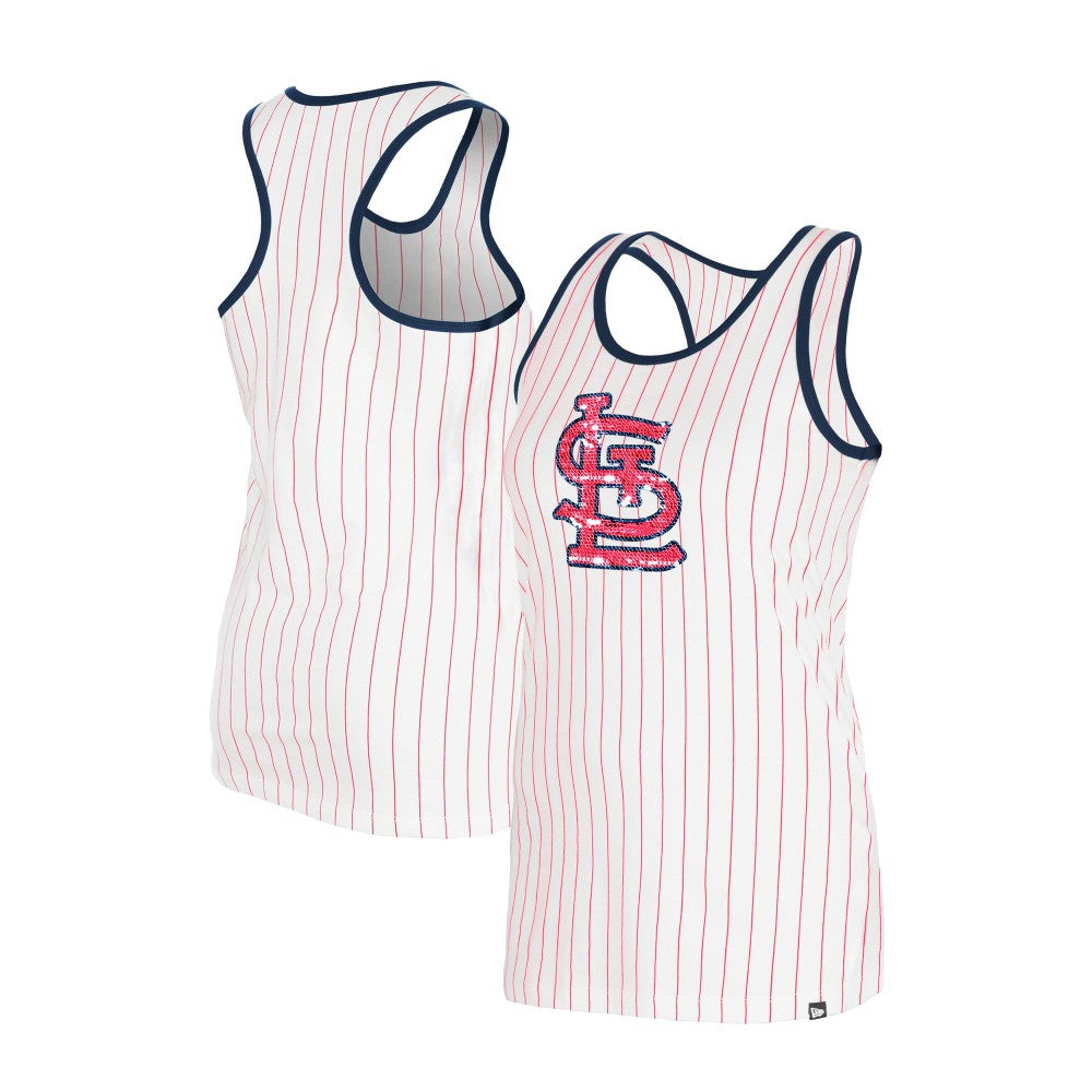 St. Louis Cardinals New Era Women's Gameday Pinstripe Tank Top - White - New Era Discount