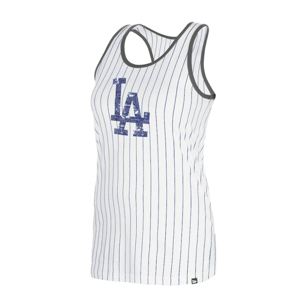 Los Angeles Dodgers New Era Women's Gameday Pinstripe Tank Top - White - New Era Lifestyle