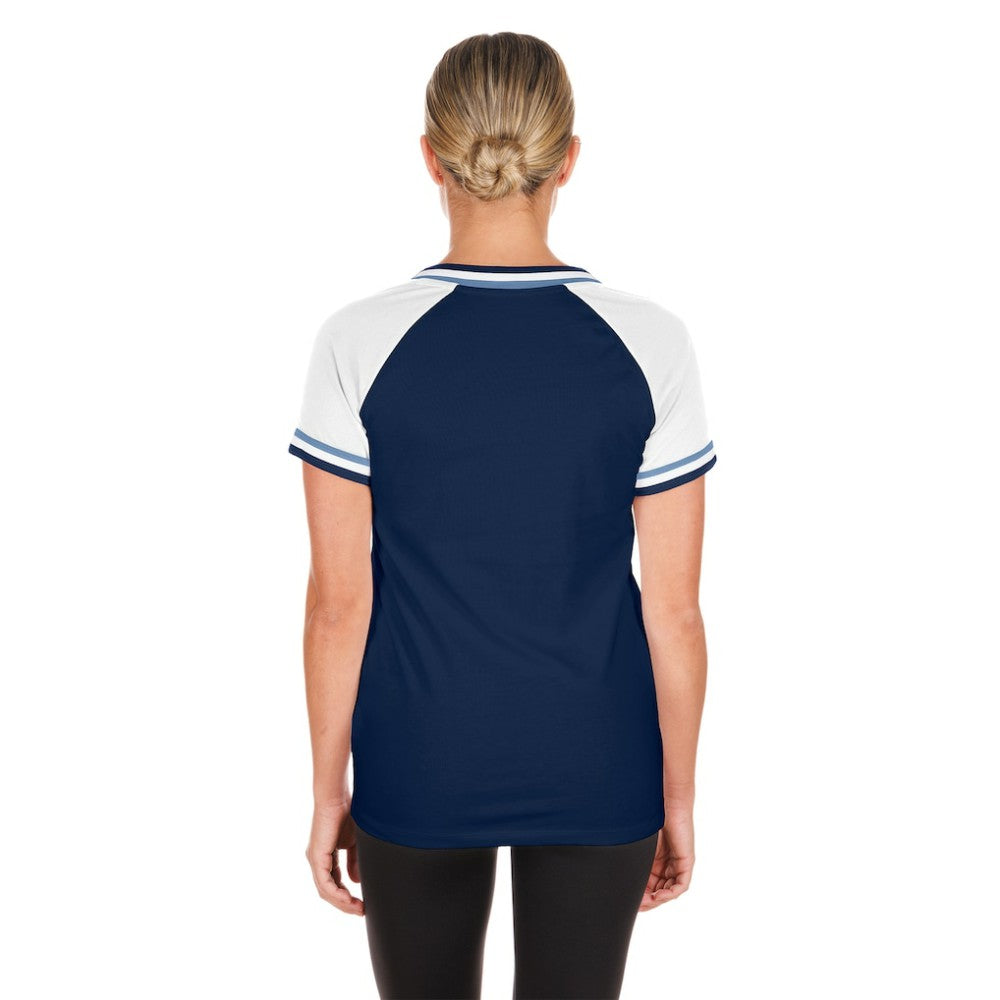 Tampa Bay Rays New Era Women's Gameday Raglan V-Neck T-Shirt - Navy - New Era Lifestyle