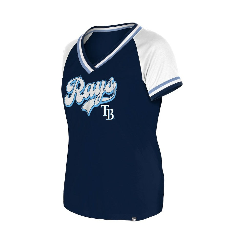 Tampa Bay Rays New Era Women's Gameday Raglan V-Neck T-Shirt - Navy - New Era Lifestyle
