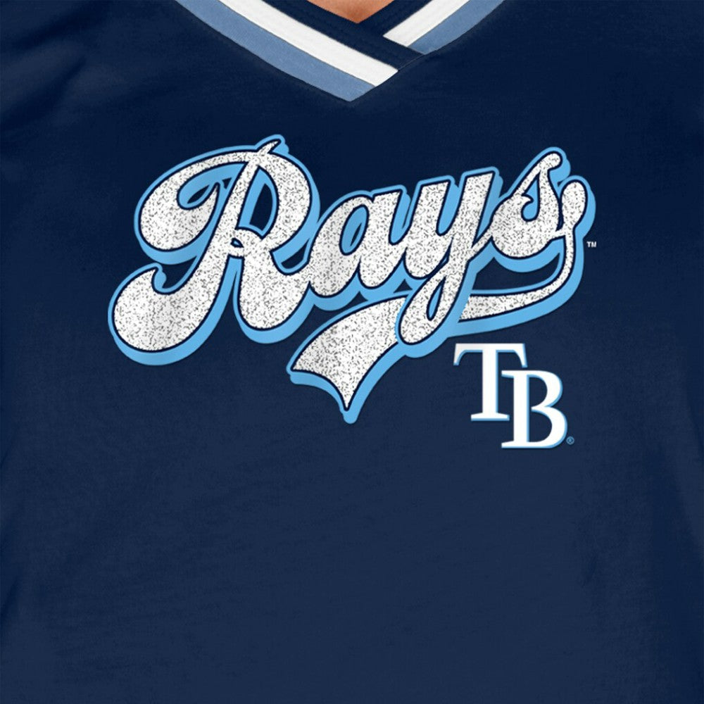 Tampa Bay Rays New Era Women's Gameday Raglan V-Neck T-Shirt - Navy - New Era Lifestyle