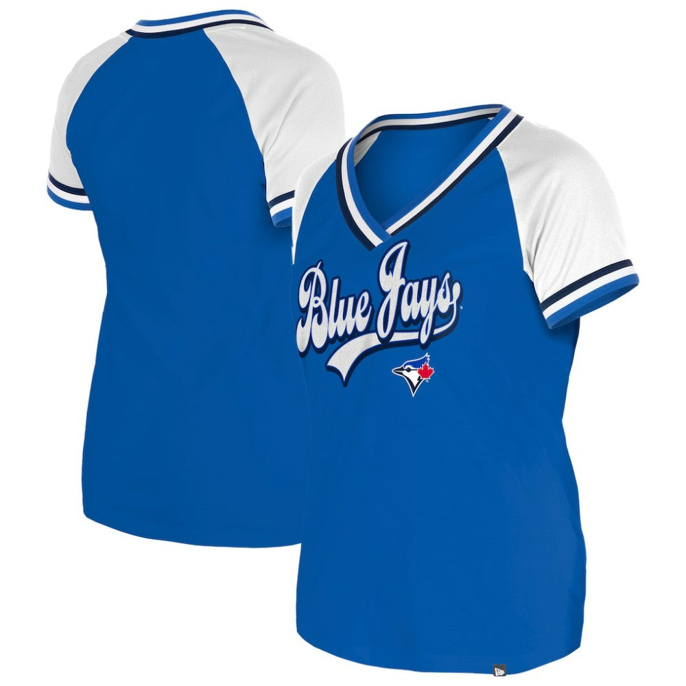 Toronto Blue Jays New Era Women's Gameday Raglan V-Neck T-Shirt - Royal - New Era Discount