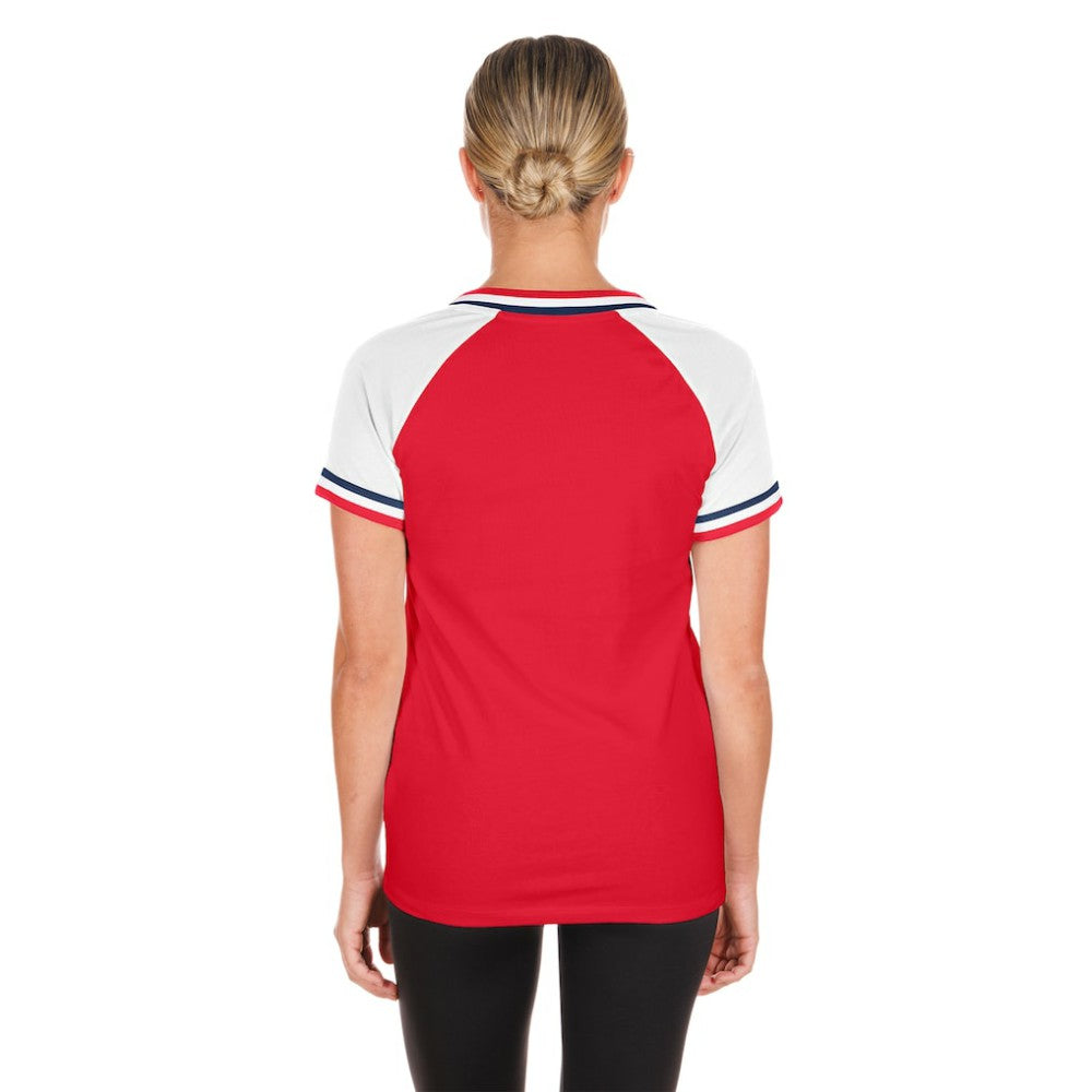 St. Louis Cardinals New Era Women's Gameday Raglan V-Neck T-Shirt - Red - New Era Sale