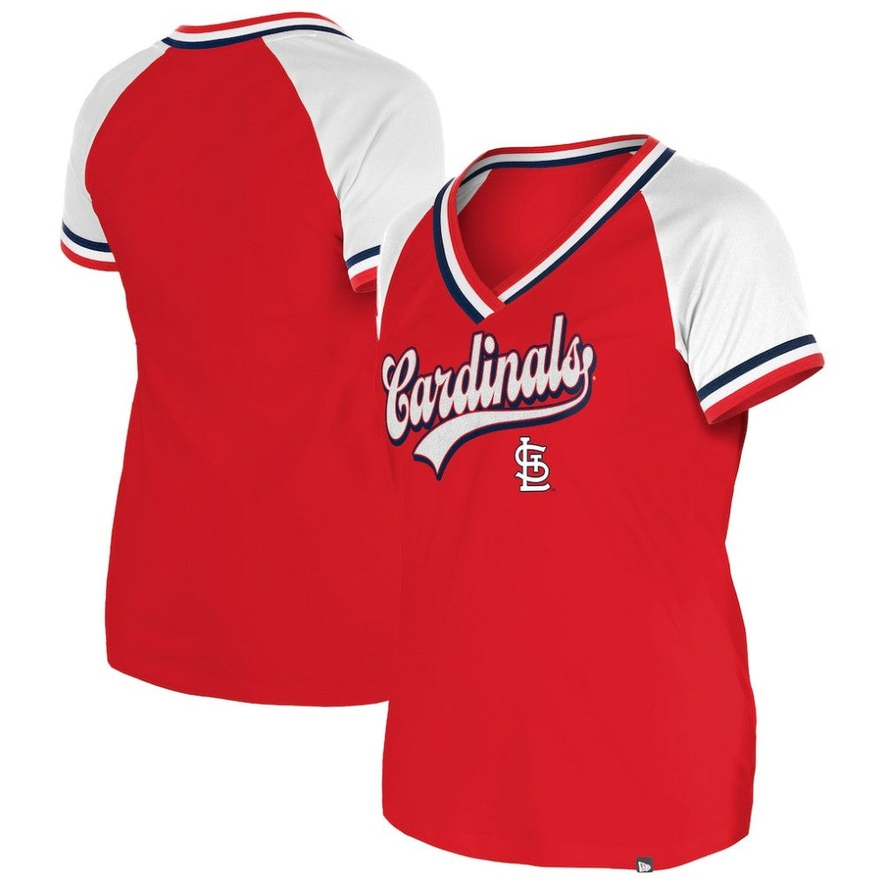 St. Louis Cardinals New Era Women's Gameday Raglan V-Neck T-Shirt - Red - New Era Sale