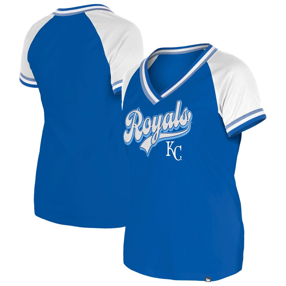 Kansas City Royals New Era Women's Gameday Raglan V-Neck T-Shirt - Royal - New Era Lifestyle