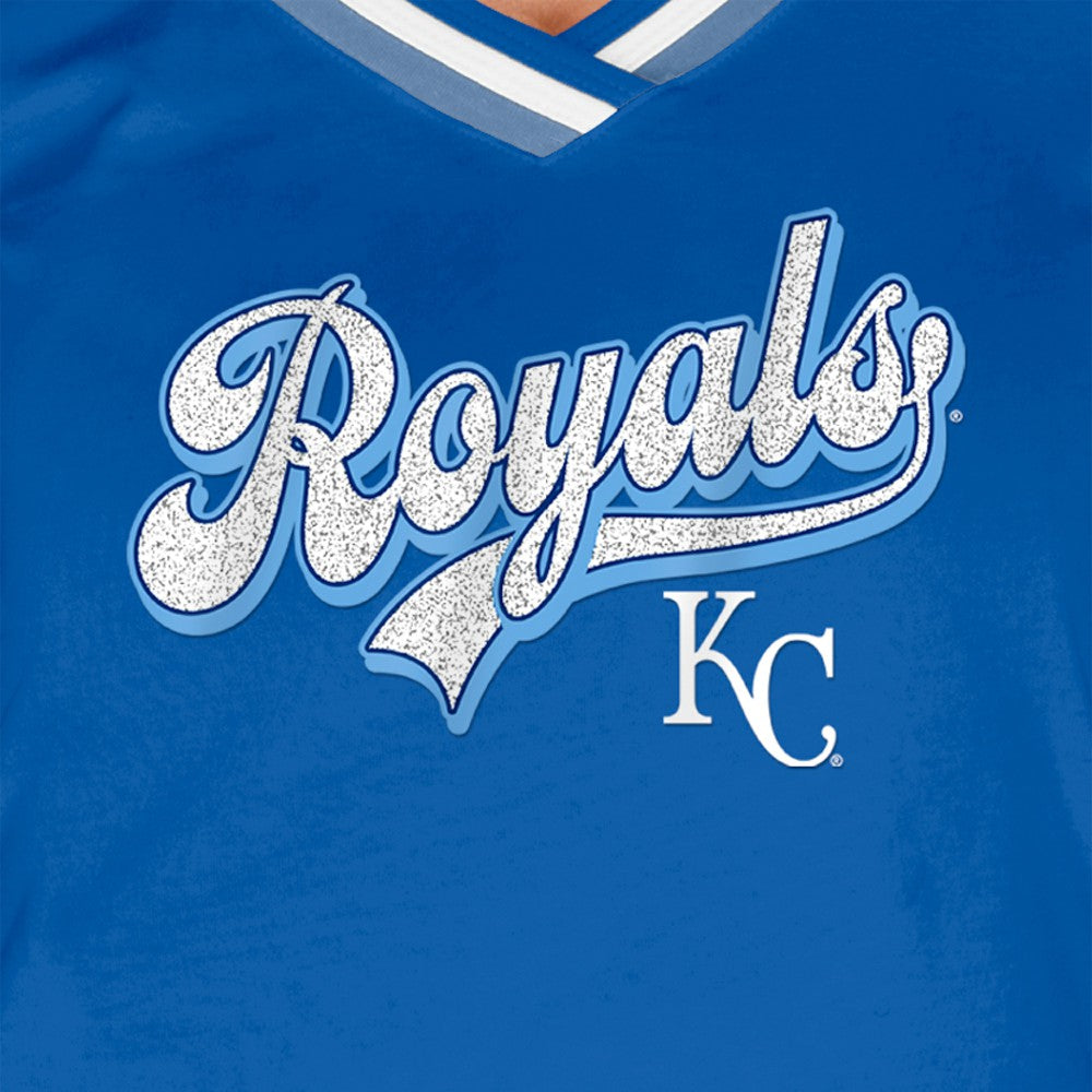 Kansas City Royals New Era Women's Gameday Raglan V-Neck T-Shirt - Royal - New Era Lifestyle