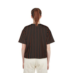 Baltimore Orioles New Era Women's Cooperstown Collection Multiplier Pinstripe Cropped T-Shirt - Black - New Era Lifestyle