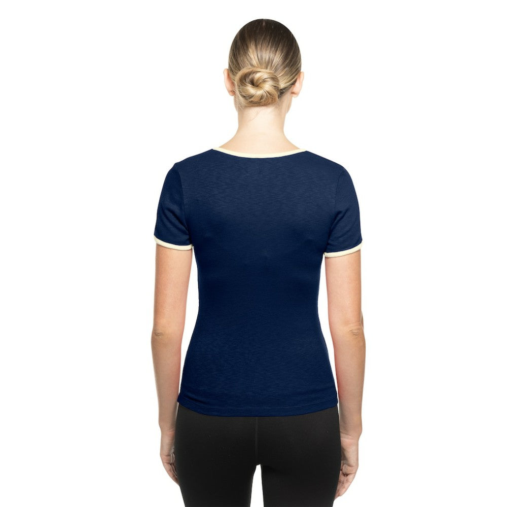 Atlanta Braves New Era Women's Throwback Lace Up T-Shirt - Navy - New Era Discount