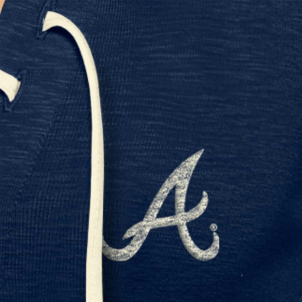 Atlanta Braves New Era Women's Throwback Lace Up T-Shirt - Navy - New Era Discount