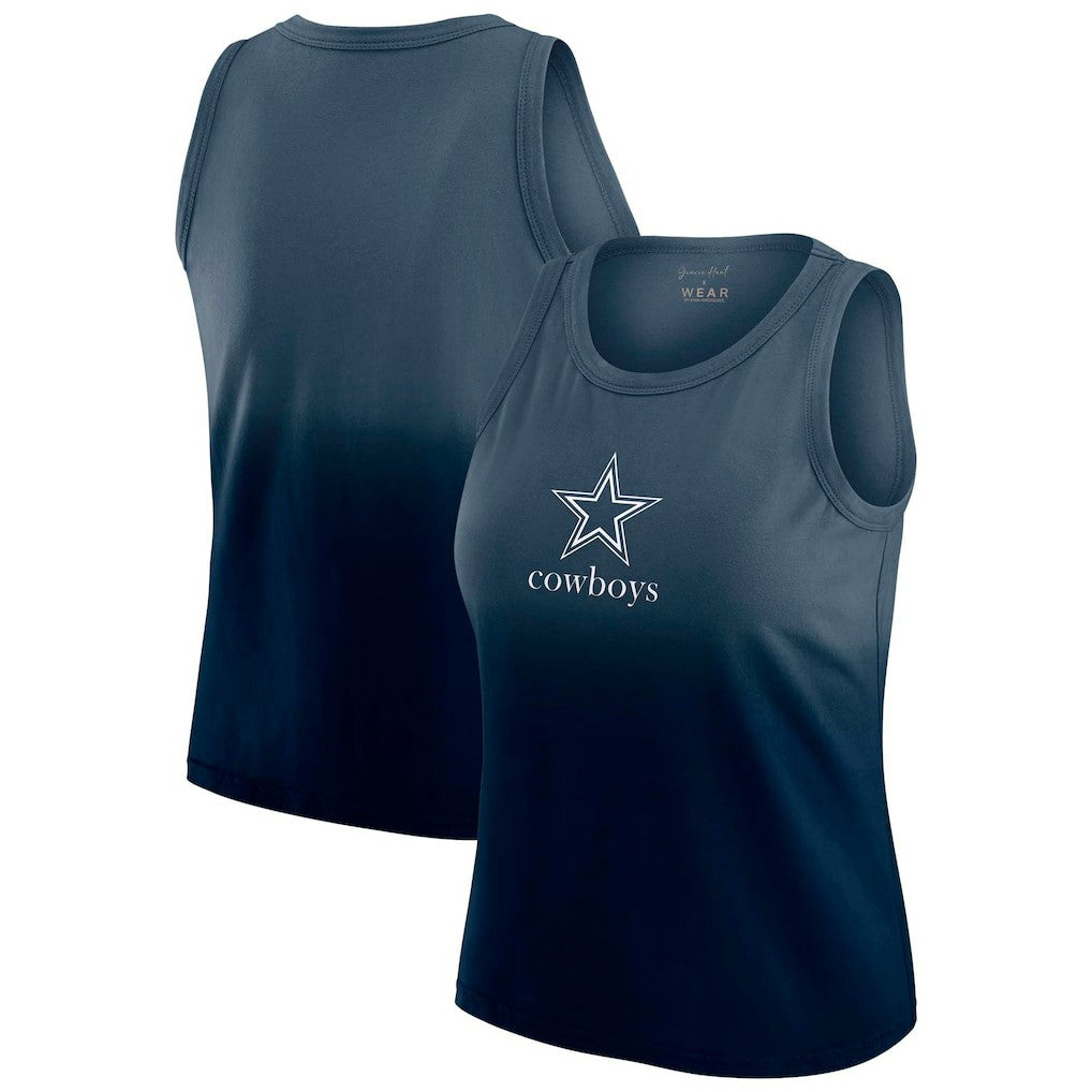 Dallas Cowboys WEAR by Erin Andrews x Gracie Hunt Women's Ombre Tank Top Navy
