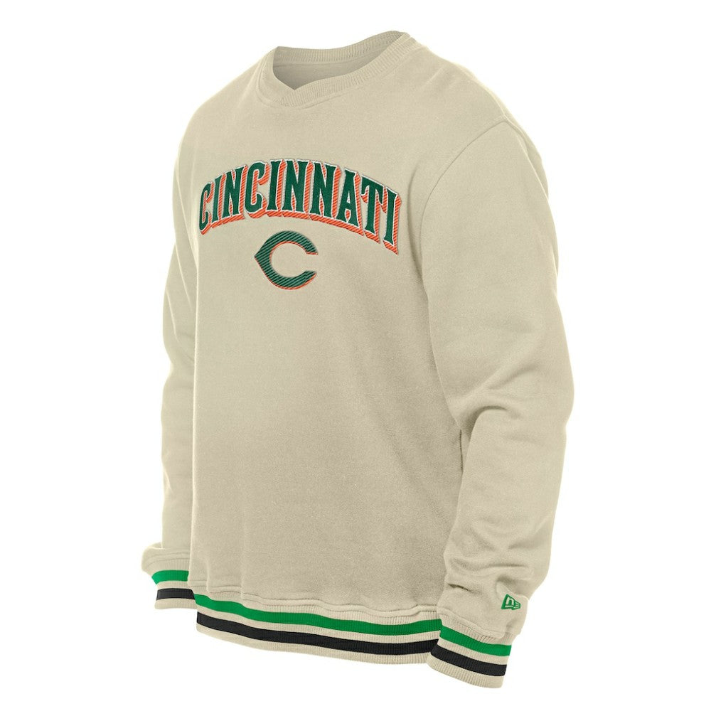 Cincinnati Reds New Era St. Patrick's Day Twill Pullover Sweatshirt - Cream - New Era Lifestyle