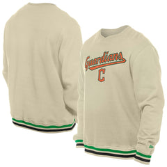 Cleveland Guardians New Era St. Patrick's Day Twill Pullover Sweatshirt - Cream - New Era Discount
