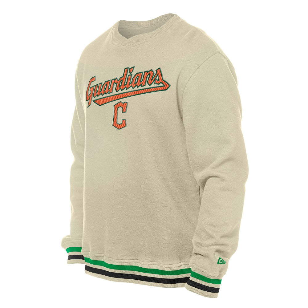 Cleveland Guardians New Era St. Patrick's Day Twill Pullover Sweatshirt - Cream - New Era Discount