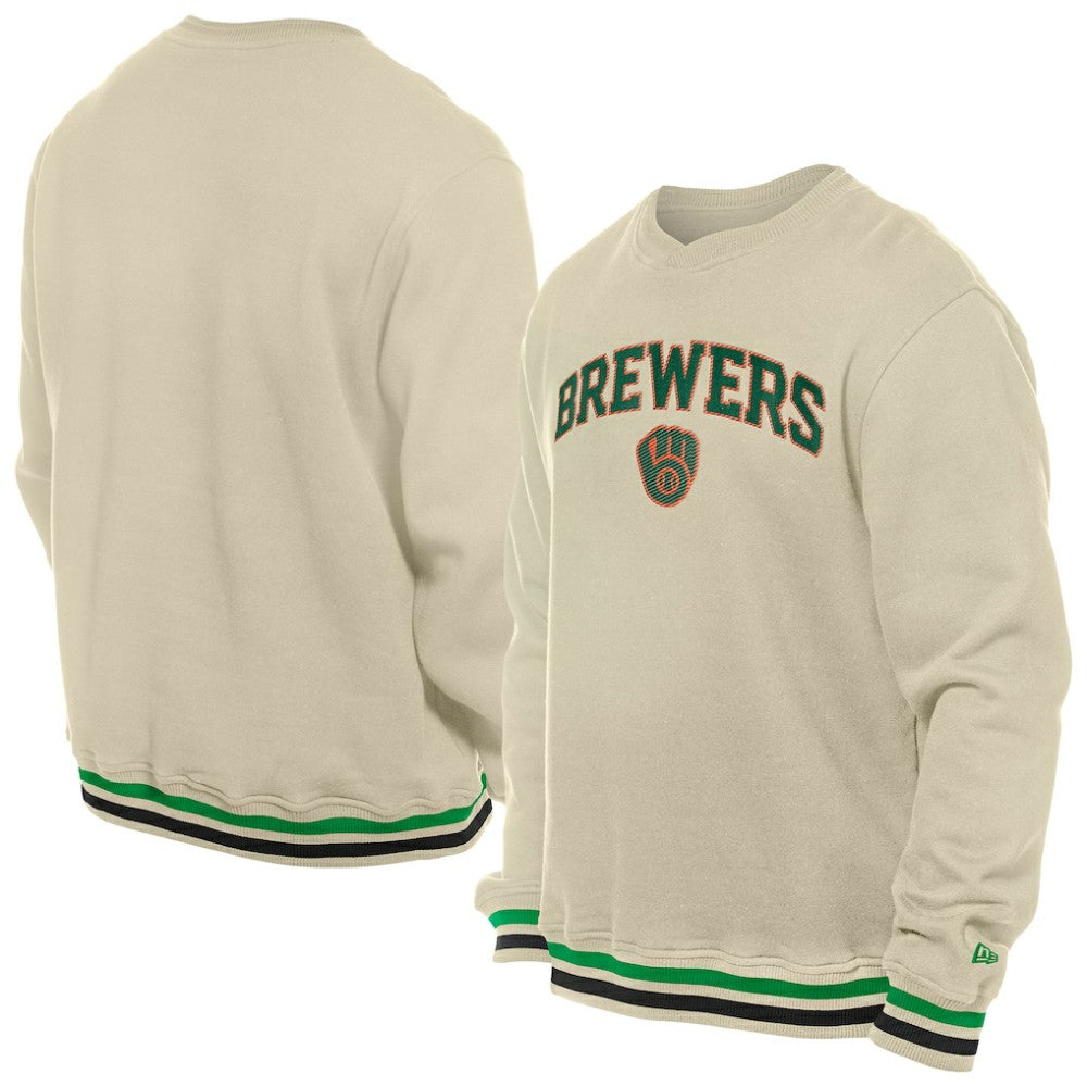 Milwaukee Brewers New Era St. Patrick's Day Twill Pullover Sweatshirt - Cream - New Era Lifestyle