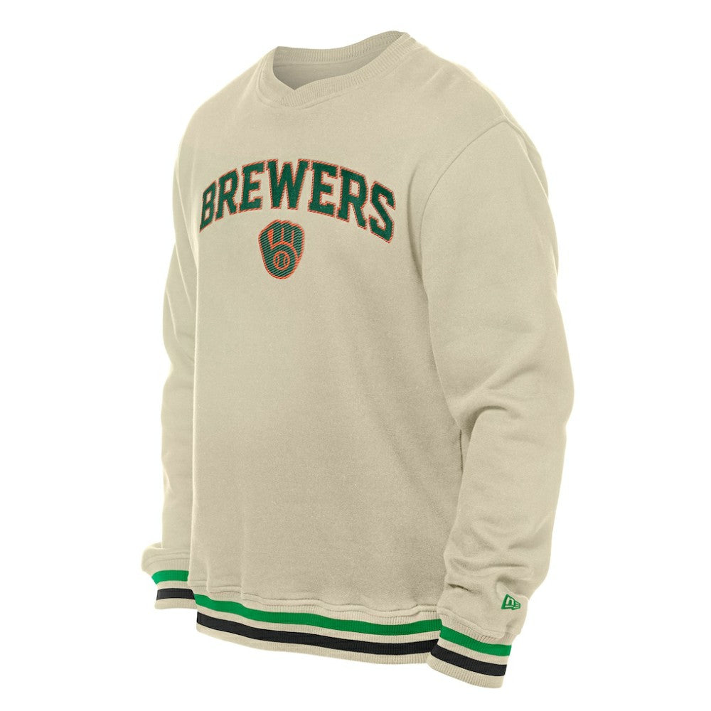 Milwaukee Brewers New Era St. Patrick's Day Twill Pullover Sweatshirt - Cream - New Era Lifestyle