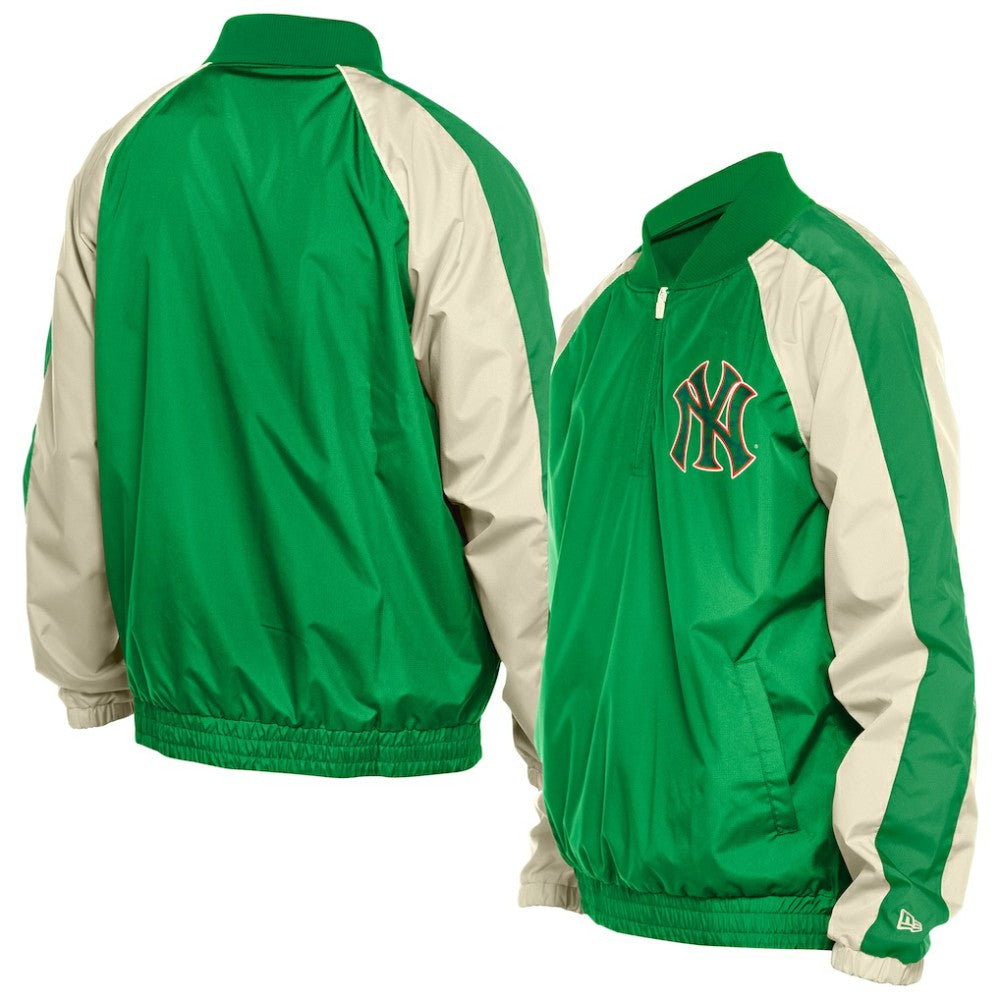 New York Yankees New Era St. Patrick's Day Ripstop Raglan Quarter-Zip Windbreaker - Kelly Green - New Era Discount