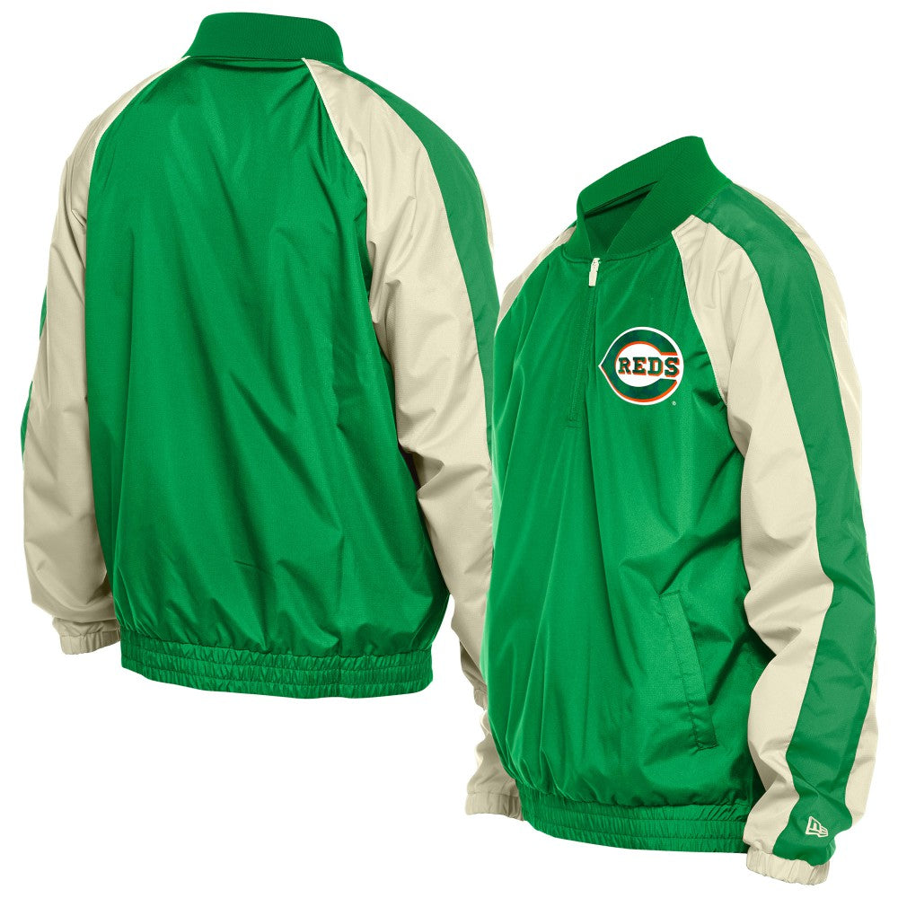 Cincinnati Reds New Era St. Patrick's Day Ripstop Raglan Quarter-Zip Windbreaker - Kelly Green - New Era Discount