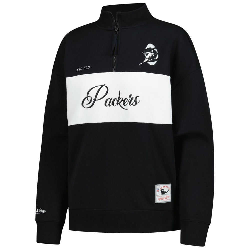 Mitchell & Ness Green Bay Packers Women's Quarter-Zip Jacket Black