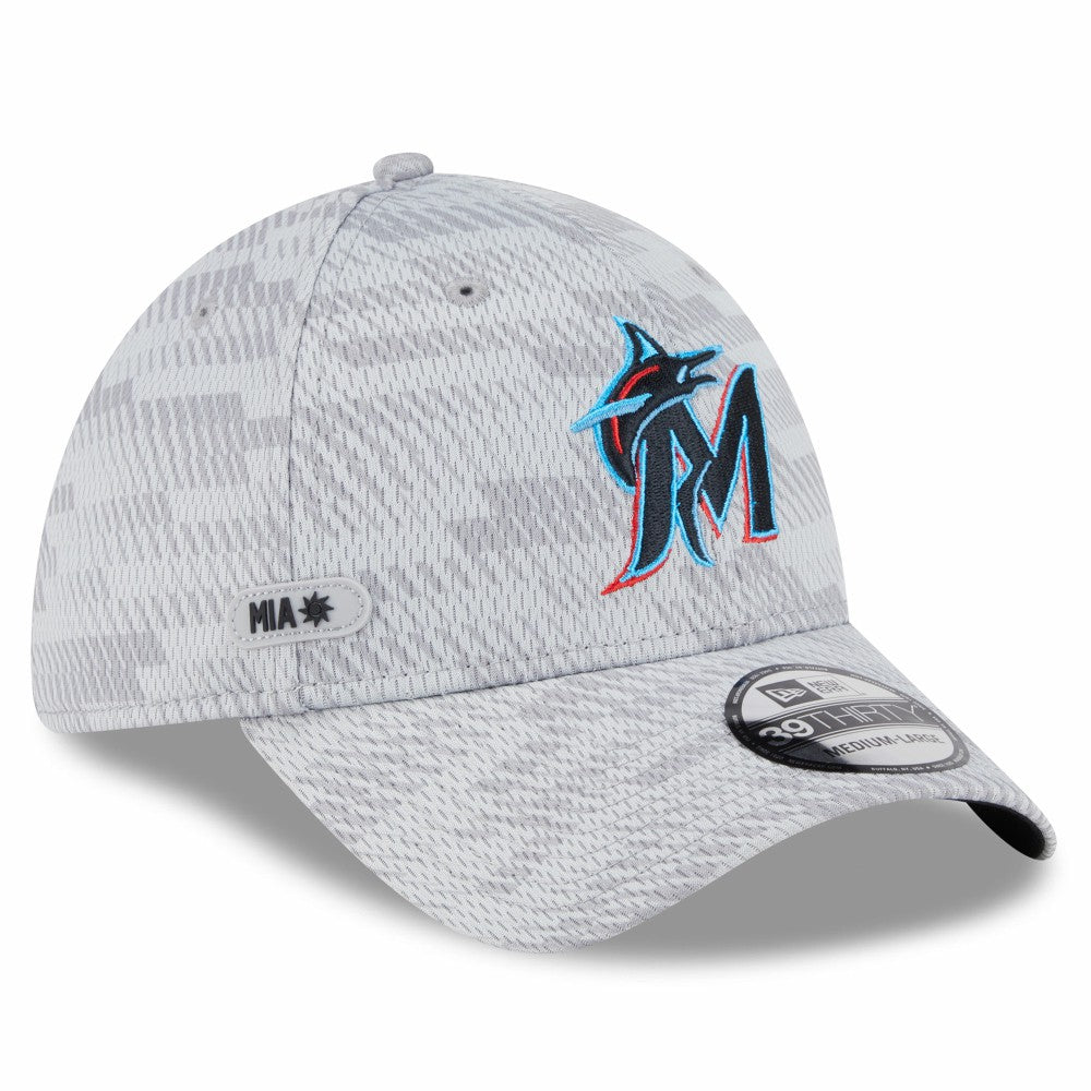 Miami Marlins New Era 2025 MLB Clubhouse 39THIRTY Flex Hat - Gray - New Era Sale