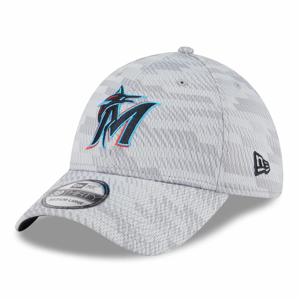 Miami Marlins New Era 2025 MLB Clubhouse 39THIRTY Flex Hat - Gray - New Era Sale