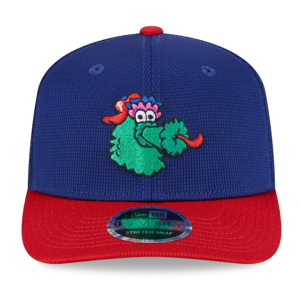 Philadelphia Phillies New Era 2025 Batting Practice 9SEVENTY Stretch-Snap Trucker Hat - Royal/Red - New Era Online