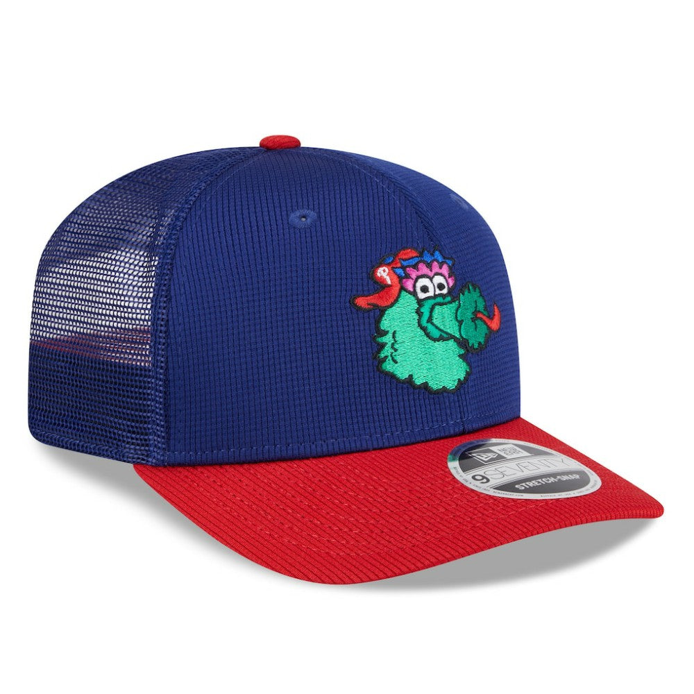 Philadelphia Phillies New Era 2025 Batting Practice 9SEVENTY Stretch-Snap Trucker Hat - Royal/Red - New Era Online