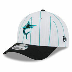 Miami Marlins New Era 2025 Batting Practice 9FORTY M-Crown Adjustable Hat - White/Black - New Era Discount