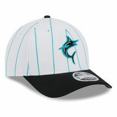 Miami Marlins New Era 2025 Batting Practice 9FORTY M-Crown Adjustable Hat - White/Black - New Era Discount
