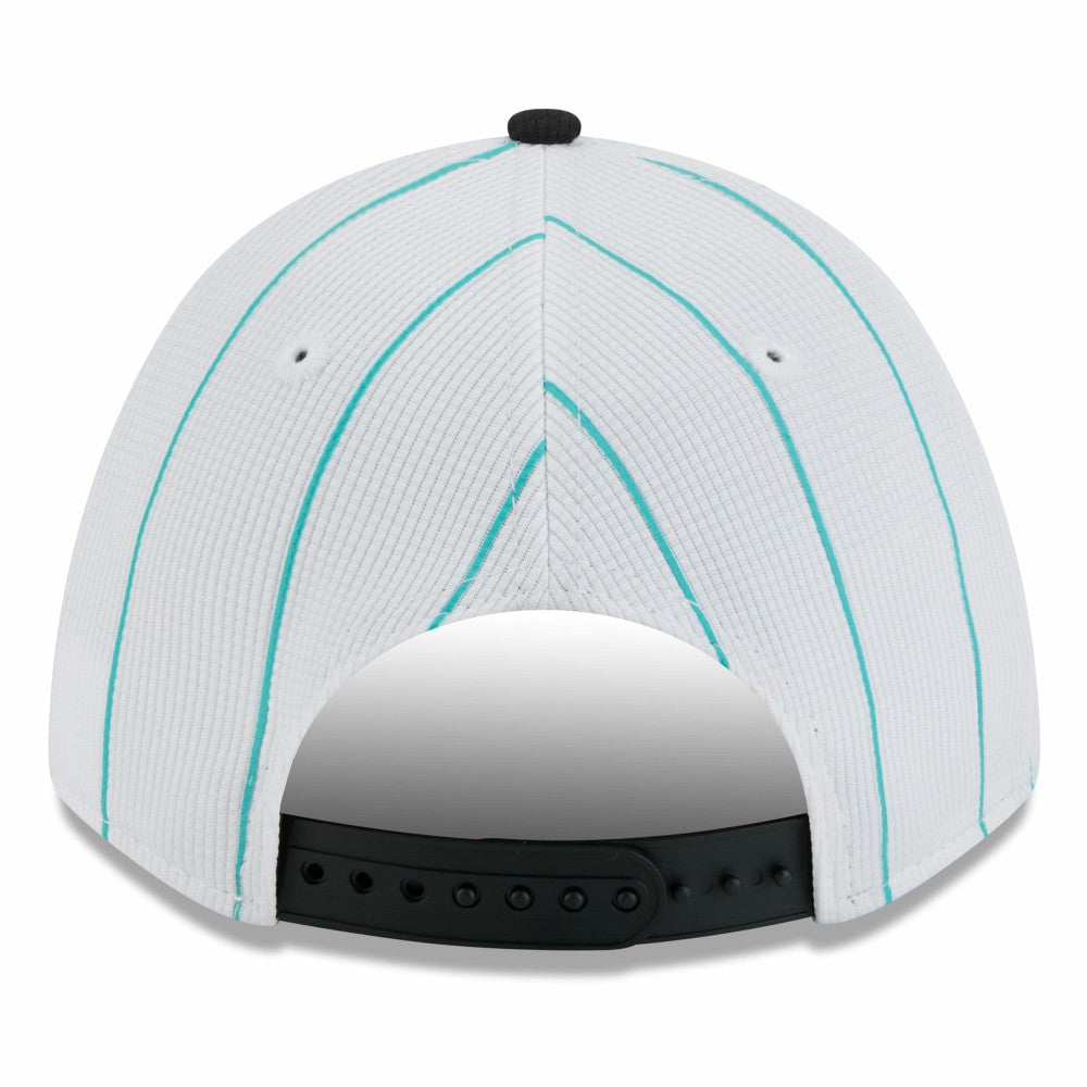 Miami Marlins New Era 2025 Batting Practice 9FORTY M-Crown Adjustable Hat - White/Black - New Era Discount