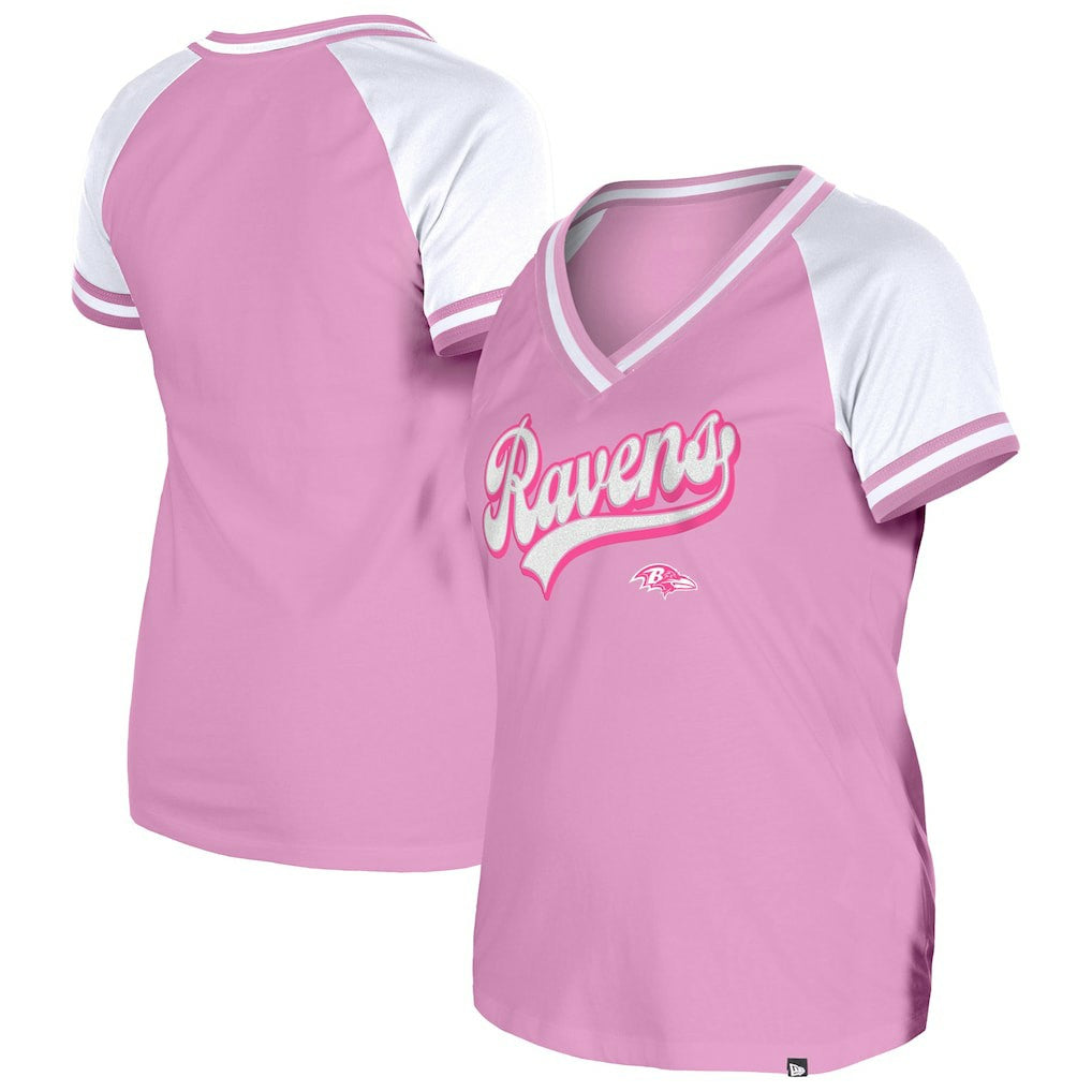 Baltimore Ravens New Era Women's Mommy & Me V-Neck T-Shirt Pink