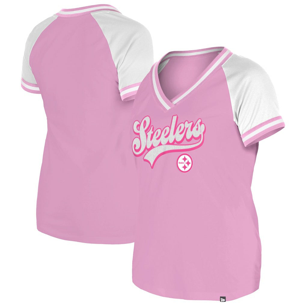 Pittsburgh Steelers New Era Women's Mommy & Me V-Neck T-Shirt Pink