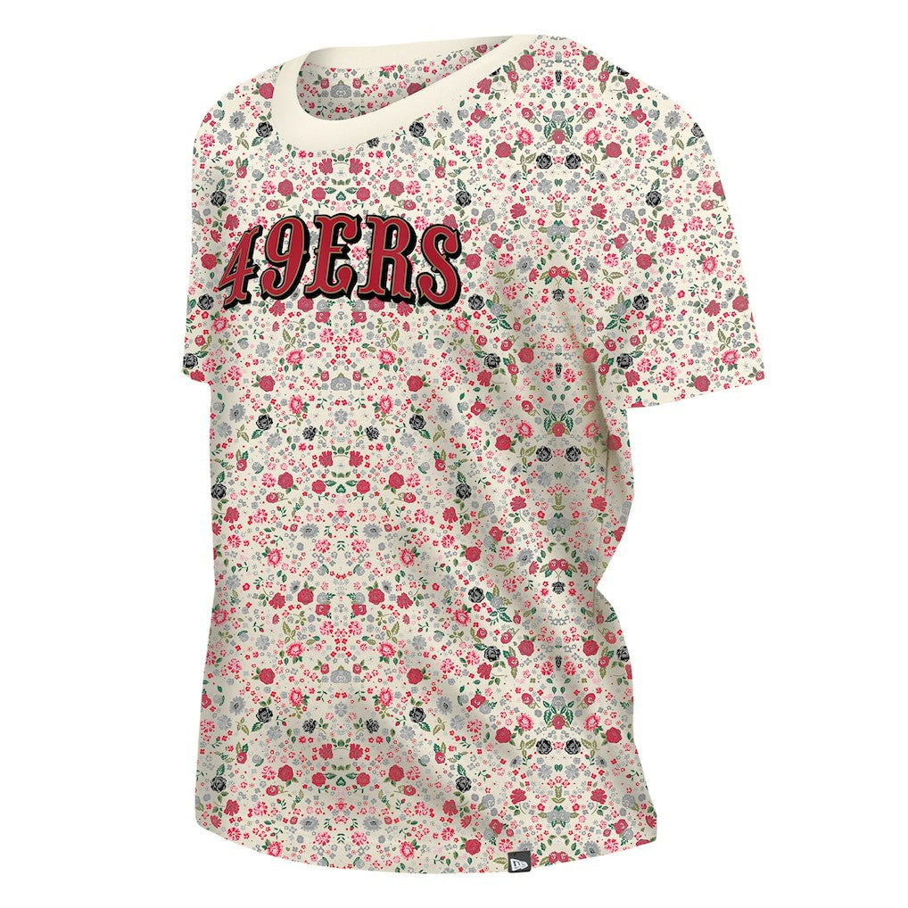 San Francisco 49ers New Era Women's Glam Game Floral Scoop Neck T-Shirt Cream