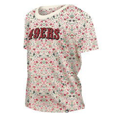 San Francisco 49ers New Era Women's Glam Game Floral Scoop Neck T-Shirt Cream
