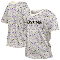 Baltimore Ravens New Era Women's Glam Game Floral Scoop Neck T-Shirt Cream