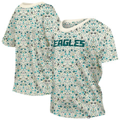 Philadelphia Eagles New Era Women's Glam Game Floral Scoop Neck T-Shirt Cream