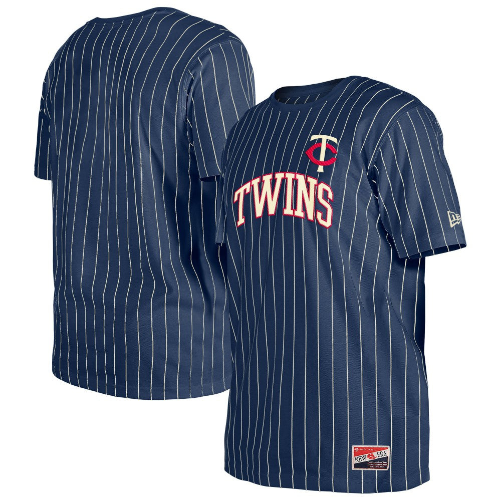 Minnesota Twins New Era Throwback Pinstripe T-Shirt - Navy - New Era Discount