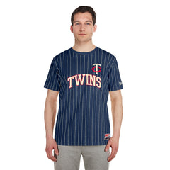 Minnesota Twins New Era Throwback Pinstripe T-Shirt - Navy - New Era Discount