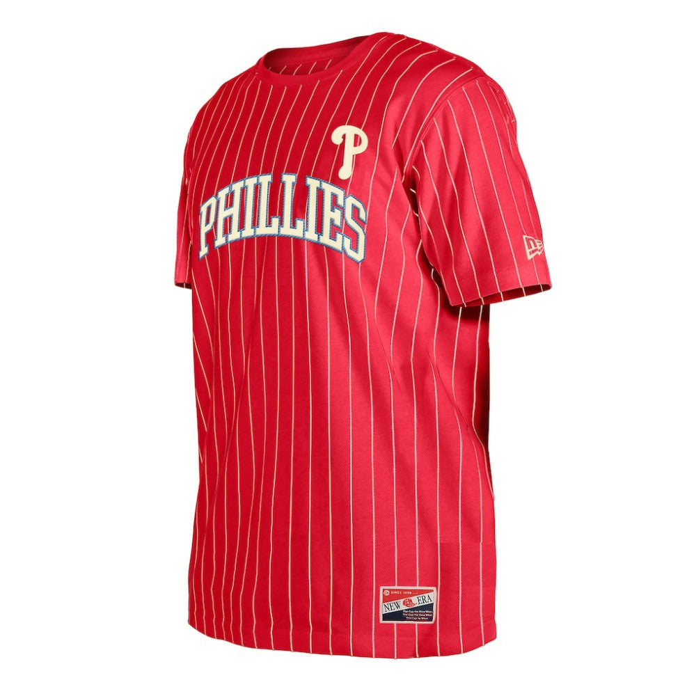 Philadelphia Phillies New Era Throwback Pinstripe T-Shirt - Red - New Era Lifestyle