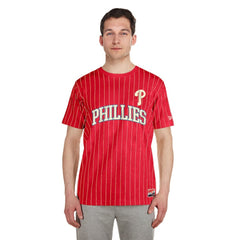 Philadelphia Phillies New Era Throwback Pinstripe T-Shirt - Red - New Era Lifestyle