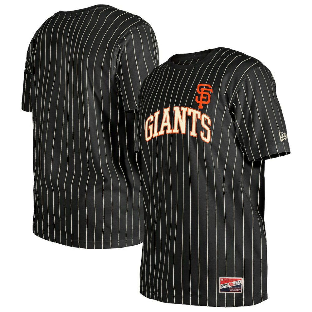 San Francisco Giants New Era Throwback Pinstripe T-Shirt - Black - New Era Sale