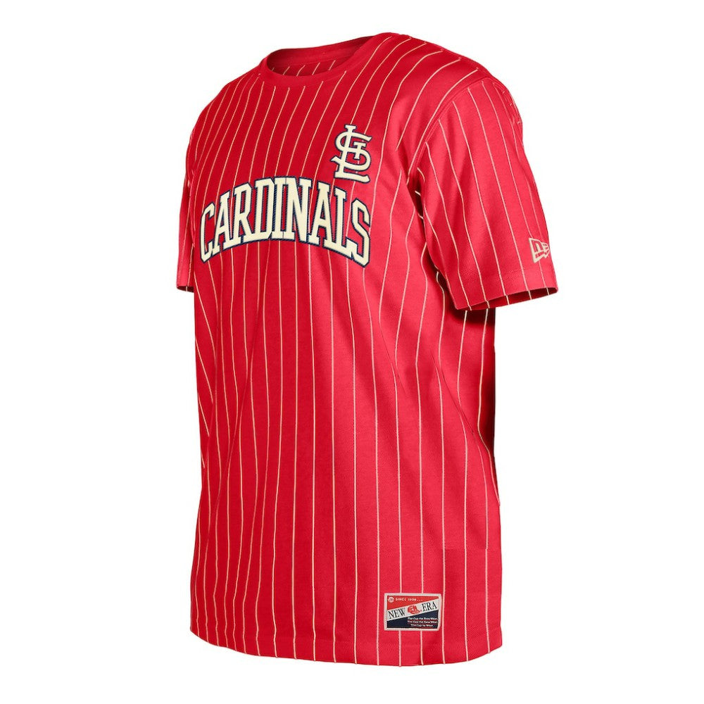 St. Louis Cardinals New Era Throwback Pinstripe T-Shirt - Red - New Era Discount