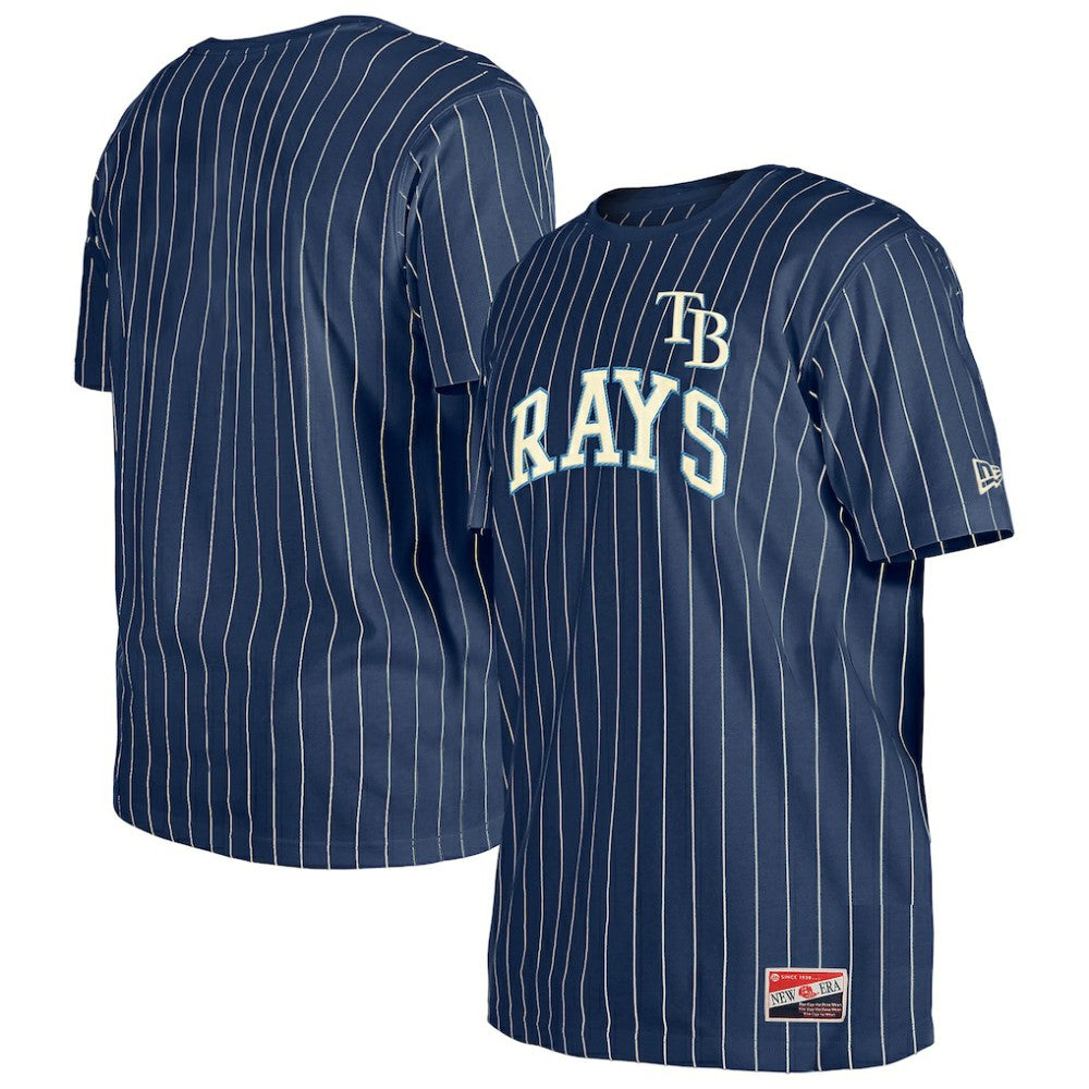 Tampa Bay Rays New Era Throwback Pinstripe T-Shirt - Navy - New Era Sale