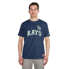 Tampa Bay Rays New Era Throwback Pinstripe T-Shirt - Navy - New Era Sale